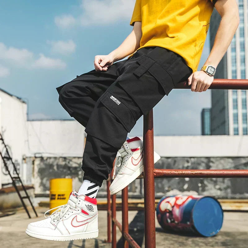 Alwanova Oversized Black Cargo Joggers