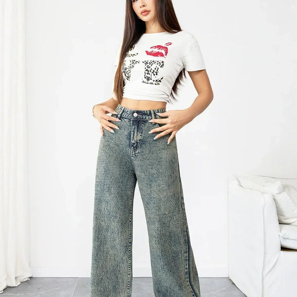 Alwanova Vintage Wide-Leg Denim Jeans
