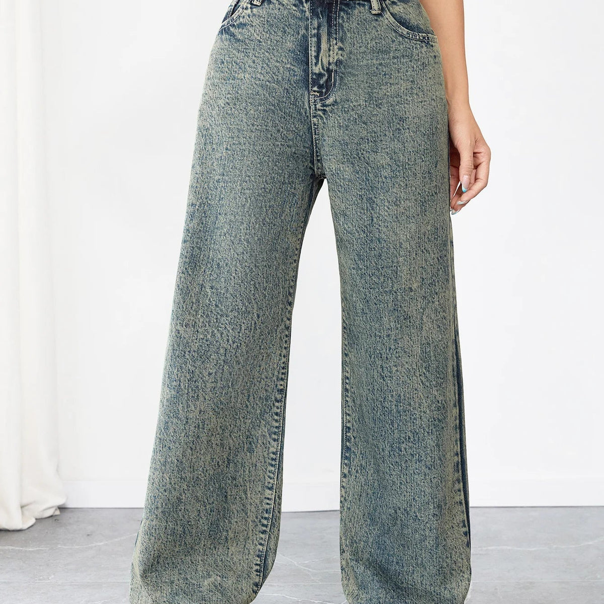 Alwanova Vintage Wide-Leg Denim Jeans