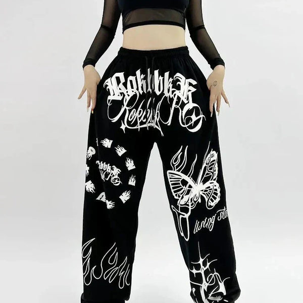 Butterfly Letter Print Pants - WICHUW LTD